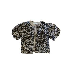 Abercrombie Leopard Top with Puff Sleeves
